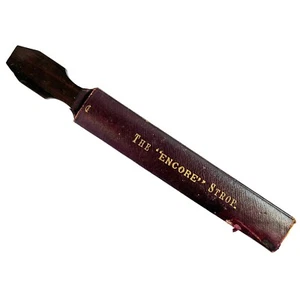 Antique 1900's The Encore Straight Razor Sharpening Double Leather Shaving Strop - Foto 1 di 5