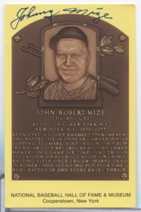 Postal autografiada por Johnny Mize Yankees de 3,5"x5,5" con certificado de autenticidad 101723MGL-18 - Imagen 1 de 2