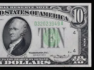 $10 1934A AU Mule Federal Reserve Note D32023949A ten $ series A Cleveland bp568 - Picture 1 of 4
