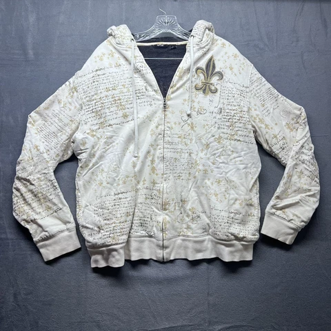 New Orleans Saints Sweater Mens Large APT 9 All Over Print Full Zip Hoodie Cover