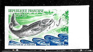 HICK GIRL- MINT FRANCE IMPERF STAMP   SC#1338  1972  FISH SALMON    O18