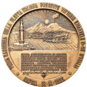 MARINA MILITARE ITALIANA NAPOLI GAETA 1965 MEDAGLIA CENTENARIO - Picture 1 of 2