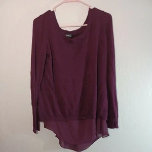 Torrid Size 0 Purple Twofer Sweater Top Layered Crossover Open Back 3/4 Sleeve - Picture 1 of 12