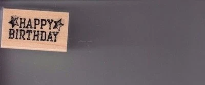 Sello de goma montado en madera chatarra club feliz cumpleaños 1 1/2 x 3/4" envío gratuito Foto 1 de 2