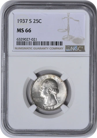 1937-S Washington Quarter MS66 NGC Cover