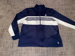 Adidas Authentic NBA Navy Blue & White Boys Full Zip Warmup Jacket Size L (14)  - Picture 1 of 12