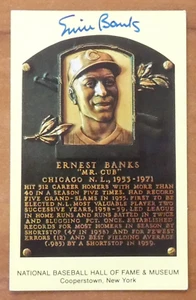 Ernie Banks Baseball HOF Hand Signed Autograph HOF Plaque Postcard - Picture 1 of 3