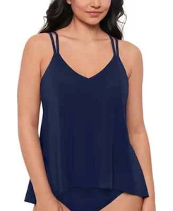 Swim Solutions Women's Midnight Princess High-Low Tankini Top, Navy, Size 10 - Picture 1 of 2