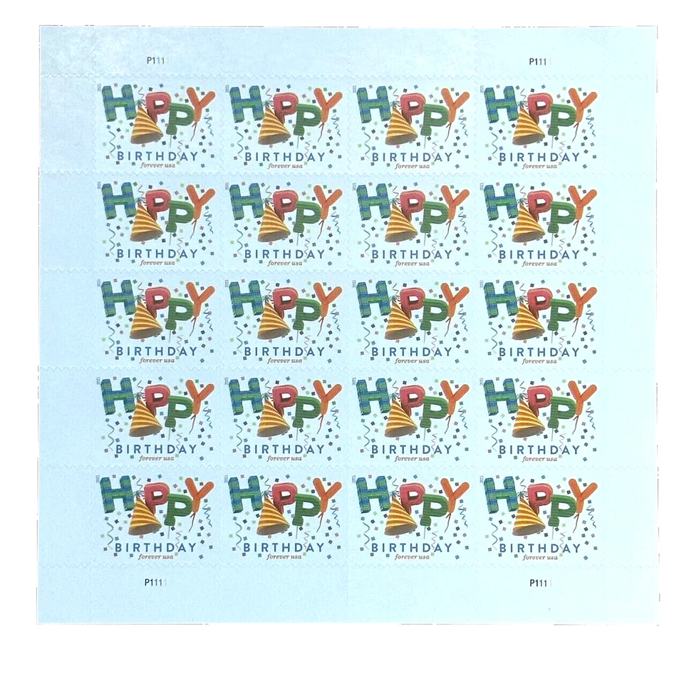 Pane of 20 Scoot# 5635 - 2021 First-Class Happy Birthday Stamp Celebration Party - Image 1 of 1