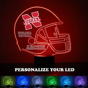Lampada tifoso sportivo Nebraska Cornhuskers, personalizzata GRATIS, college football LED - Foto 1 di 12