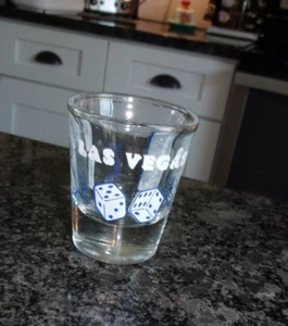 VINTAGE LAS VEGAS CASINO SHOT GLASS/ poker slots dice craps- - Picture 1 of 4