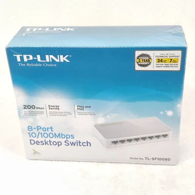 tp-link tl-sf1008d 10/100mbps 8-port desktop switch ethernet network - Image 1 of 3