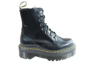 Womens Dr Martens Jadon Black Polished Fashion Lace Up Boots - ModeShoesAU - Picture 1 of 11