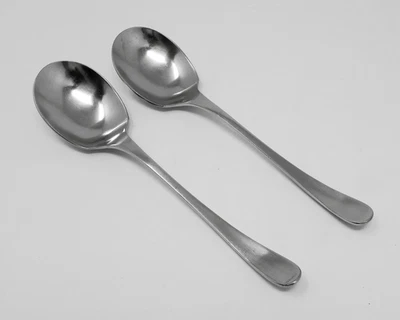 Two ROSENTHAL CURVE Kurve Germany Stainless Soup Spoons by Tapio Wirkkala - Image 1 of 4