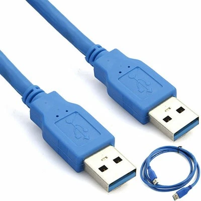 USB 3.0 A Male to Male Plug Cable High Speed Data Transfer Lead 0.5m 1m 2m 3m 5m - Image 1 of 4