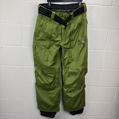 PANTALONES DE SNOWBOARD BURTON Verde con forro de pantalones para hombre talla mediana cinturón con cremallera Foto 1 de 4