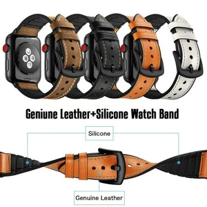 Correa híbrida de cuero + silicona para Apple Watch 9 8 7 6 5 4 SE 40/44/41/45 mm - Imagen 1 de 30