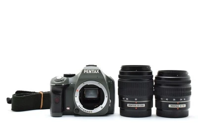 Pentax K-X 12.4MP Digital SLR Kamera Olive Körper W / Zwei Objektiv Set Aus - Bild 1 von 4