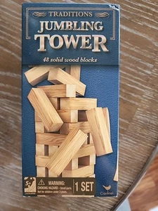 Traditions Jumbling Tower 48 Piece Wood Blocks Game With Instructions  - Picture 1 of 6