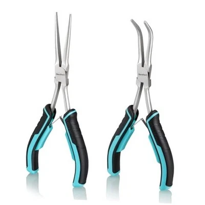  7" Long Reach Needle Nose Pliers Set, Long Nose Pliers & Bent Nose 2PCS - Image 1 of 4