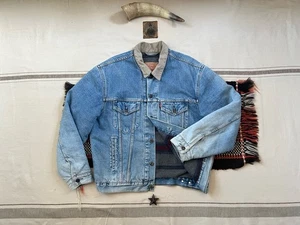 Levi's Vintage 1994 Trucker Jacke L Typ 3 Wolldecke gefüttert Cordkragen Denim - Bild 1 von 20