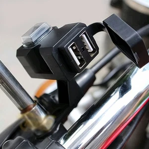 Dual Port USB 12V Phone Charger Adapter Motorcycle Accessories Handlebar Mount - Picture 1 of 9