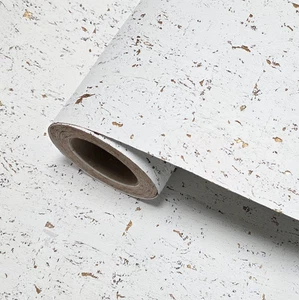 Real natural cork textured matte white gold metallic foil modern eco Wallpaper - Picture 1 of 15