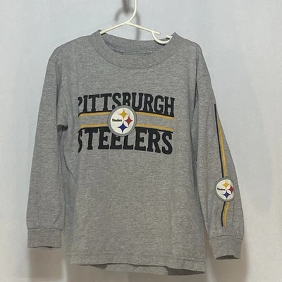 Camiseta Pittsburgh Steelers NFL manga longa cinza futebol juvenil média Reebok - Imagem 1 de 4