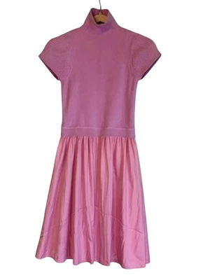 Anthropologie sz Small Thea Pink Twofer Mini Dress Knit Mock Neck Ribbed Skirt - Image 1 of 4
