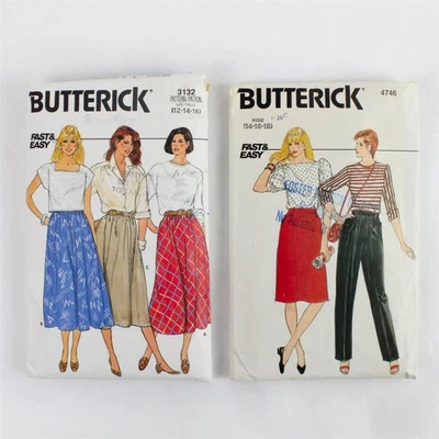 Lot of 2 Butterick 3132 & 4746 Misses Flared A-Line Skirt Patterns 12-18 - Image 1 of 4