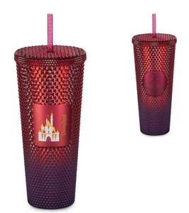 Disneyland Starbucks Vaso Tachonado Rojo Púrpura Geométrico Castillo de la Bella Durmiente - Imagen 1 de 1