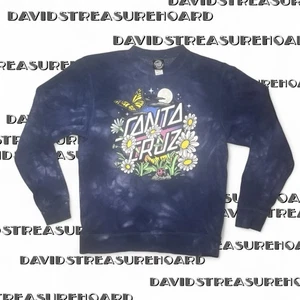 Santa Cruz Skateboards Womens Blue Pullover Sweatshirt Floral Graphic Size Small - Picture 1 of 6