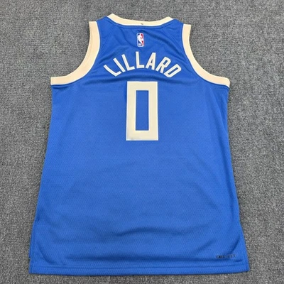 Nike NBA Milwaukee Bucks Damian Lillard 0 Blue City Edition Jersey Mens Medium - Image 1 of 4