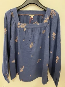 BN White Stuff Embroidery Blouse Cotton 'Blue' - Size UK14 - Picture 1 of 3