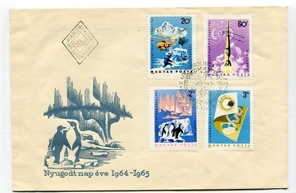 D25603 Helicopter Space Rocket Penguins FDC Hungary - Image 1 of 1