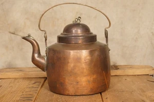 Antique Primitive 19th Century Copper Tea Kettle Signed G.R.O. - Picture 1 of 16