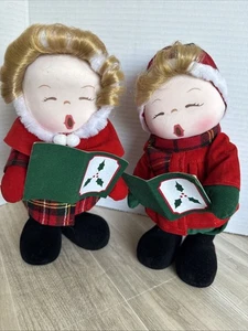 Christmas Carolers Wind Up Vintage Plays Jingle Bells 9” Tall Sways When Play - Picture 1 of 4