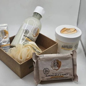 The Body Shop Almond Milk and Honey Gift Set 5pc Body Yogurt Hand Body Cream Bar - Picture 1 of 11