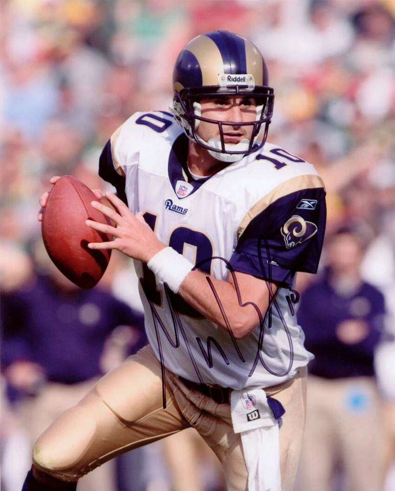 Foto firmada 8x10 Marc Bulger St Louis Rams West Virginia ¡CERTIFICADO DE AUTENTICIDAD! Foto 1 de 1