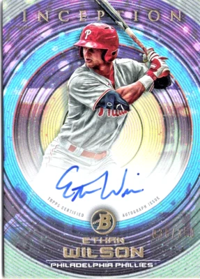 ETHAN WILSON S/P#38/250  2022 BOWMAN INCEPTION PROSPECT AUTOGRAPHS FOIL PHILLIES - Image 1 of 3
