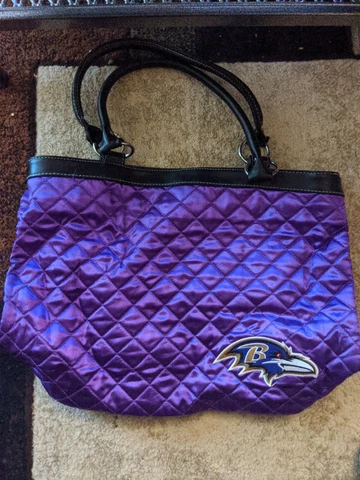 Rare Licensed Large Little Earth Baltimore Ravens Women's Quilted Purse Tote Cover