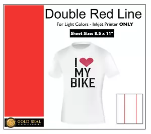 DOUBLE RED LINE LIGHT COLOR INKJET IRON ON HEAT TRANSFER PAPER 8.5X11 150 SHEETS - Picture 1 of 2