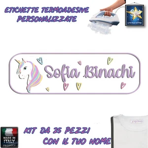 ETICHETTE TERMOADESIVE PERSONALIZZATE 25 PEZZI ASILO SCUOLA NIDO BIMBA BAMBINA - Picture 1 of 1