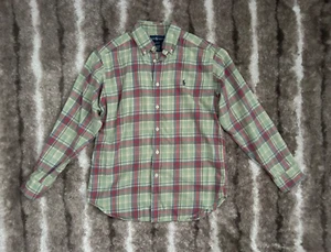 Camisa RALPH LAUREN verde claro a cuadros manga larga con botones talla mediana 10-12 - Imagen 1 de 2