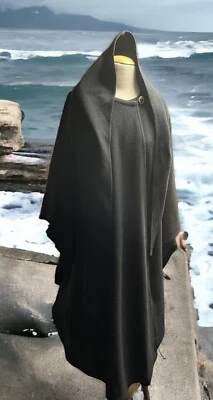 1980's Black Wool Cape With Shawl Hood, OS: Remember, French Lieutenant's Woman - Image 1 of 4