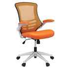 Mid-Back Orang Mesh Back & Leatherette Seat Office Task Chair With Flip-Up Arms