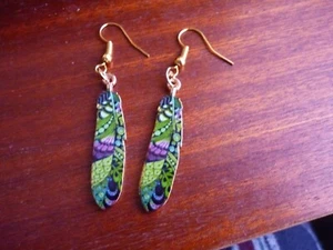 Feathers style handmade earrings... Multicoloured - Picture 1 of 3