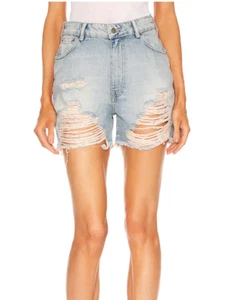 NEW $228 SER.O.YA Denim Jean Mia Aviv High Rise Shorts Ripped Distressed Logo 25 - Picture 1 of 9