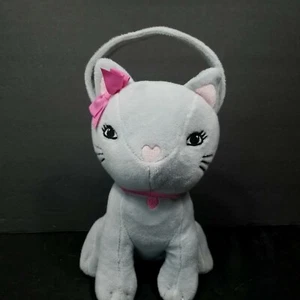 Gymboree Gray KItten Cat Coin Purse Plush Stuffed Valentines Pink Heart Nose 9" - Picture 1 of 8