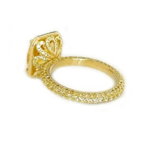 14K White Gold Natural Cushion Yellow Citrine Round Cut Diamond Ring Halo 4.75ct - Picture 1 of 10